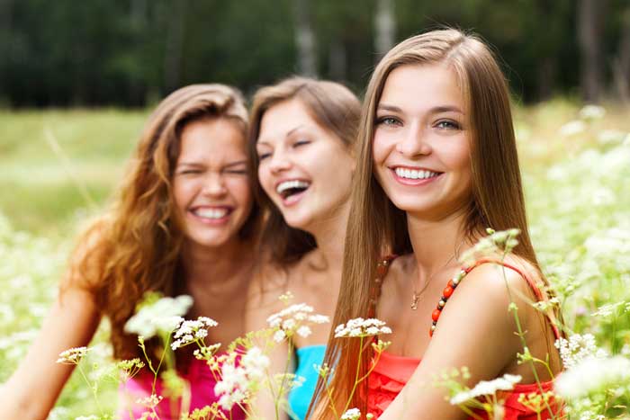 Three smiling girls