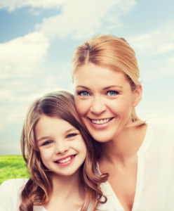 Happy women with her daughter